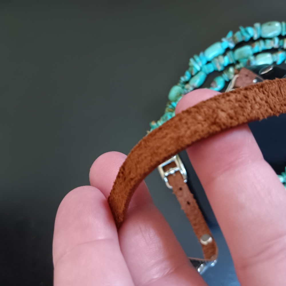 Turquoise Leather Necklace - Picture 7 of 10
